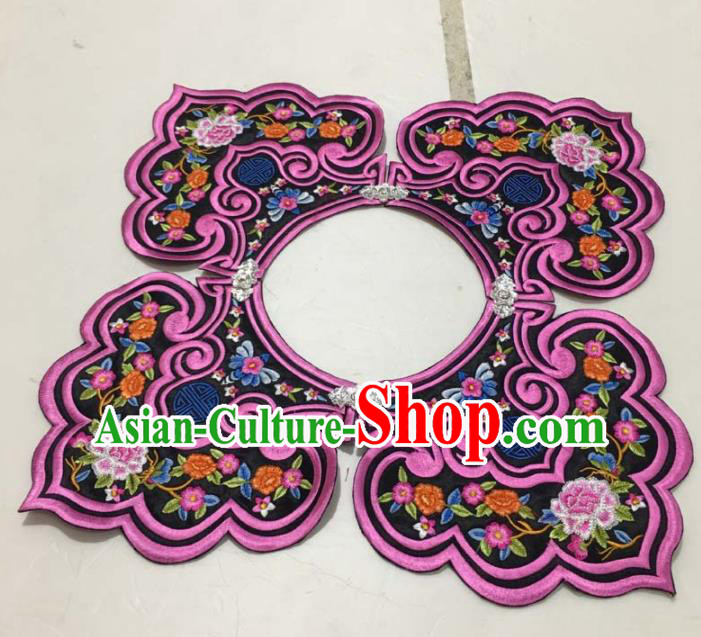 Chinese Traditional Embroidery Shoulder Accessories National Rosy Embroidered Peony Patch Chinese Traditional Embroidery Shoulder Accessories National Rosy Embroidered Peony Patch