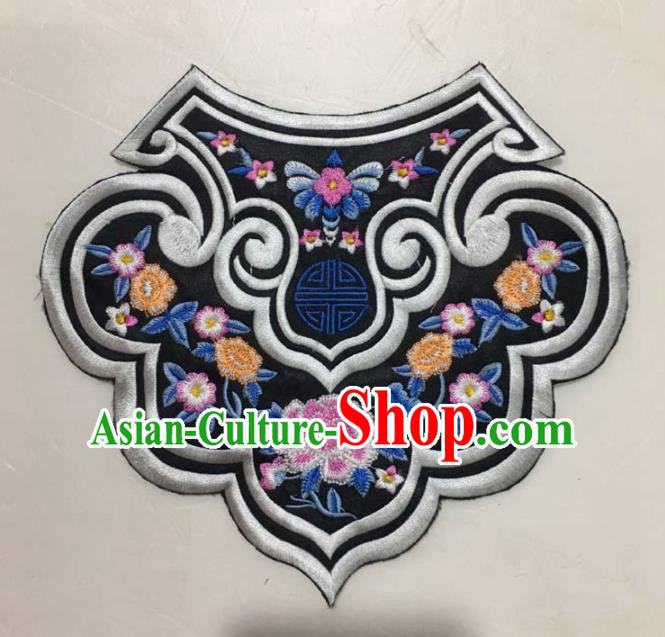 Chinese Traditional Embroidery Shoulder Accessories National Grey Embroidered Peony Patch Chinese Traditional Embroidery Shoulder Accessories National Grey Embroidered Peony Patch