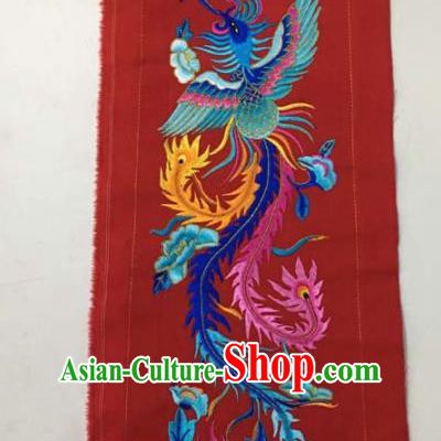 Chinese Traditional Embroidery Cloth Accessories National Embroidered Phoenix Peony Red Dress Patch