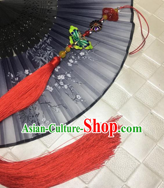 Chinese Traditional Handmade Cloisonne Butterfly Red Tassel Pendant Ancient Swordsman Waist Accessories Chinese Traditional Handmade Cloisonne Butterfly Red Tassel Pendant Ancient Swordsman Waist Accessories
