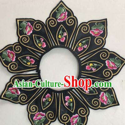 Chinese Traditional Embroidery Shoulder Accessories National Embroidered Rosy Flowers Patch
