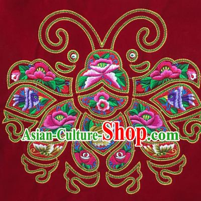 Chinese Traditional Embroidery Cloth Accessories National Embroidered Red Dress Patch