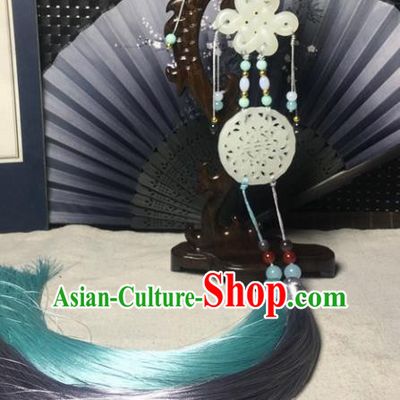 Traditional Chinese Hanfu White Jade Carving Lucky Bat Waist Accessories Palace Tassel Pendant Ancient Swordsman Brooch