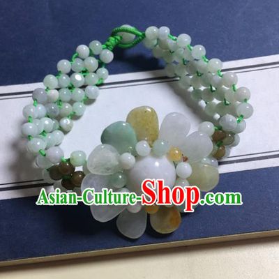 Chinese Traditional Hanfu Jewelry Accessories Ancient Tang Dynasty Princess Jade Sunflower Bracelet for Women