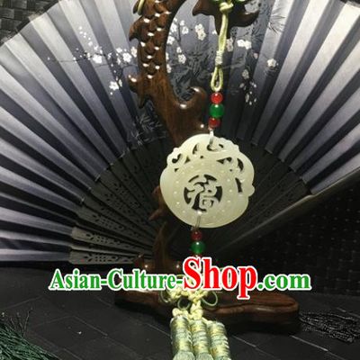 Traditional Chinese Hanfu Jade Carving Waist Accessories Palace Tassel Pendant Ancient Swordsman Brooch