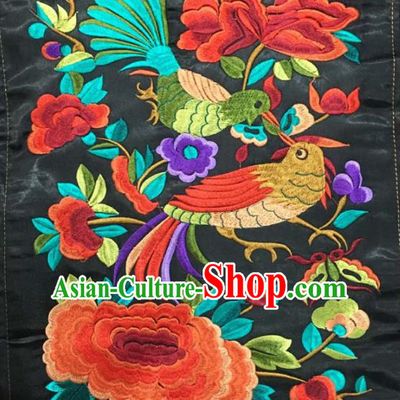 Chinese Traditional Embroidery Cloth Accessories National Embroidered Peony Bird Dress Patch