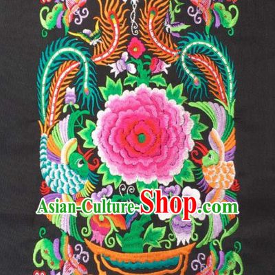 Chinese Traditional Embroidery Cloth Accessories National Embroidered Peony Phoenix Dress Patch