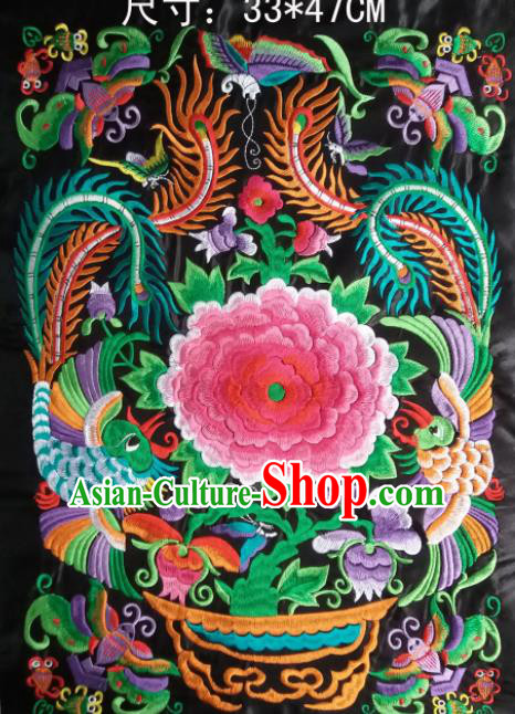 Chinese Traditional Embroidery Cloth Accessories National Embroidered Peony Phoenix Dress Patch Chinese Traditional Embroidery Cloth Accessories National Embroidered Peony Phoenix Dress Patch