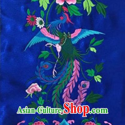 Chinese Traditional Embroidery Cloth Accessories National Embroidered Phoenix Peony Blue Dress Patch