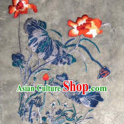 Chinese Traditional National Embroidered Red Lotus Dress Patch Embroidery Cloth Accessories