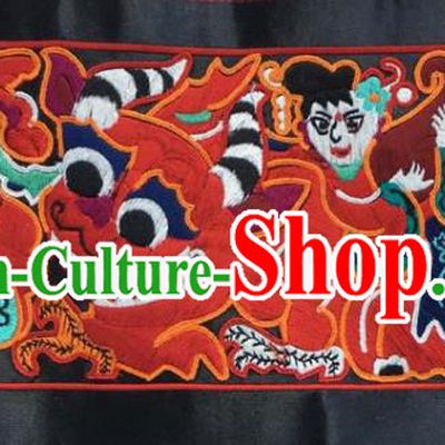 Chinese Traditional National Embroidered Red Applique Dress Patch Embroidery Cloth Accessories