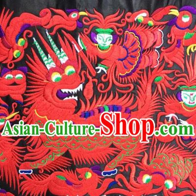 Chinese Traditional National Embroidered Red Kylin Applique Dress Patch Embroidery Cloth Accessories