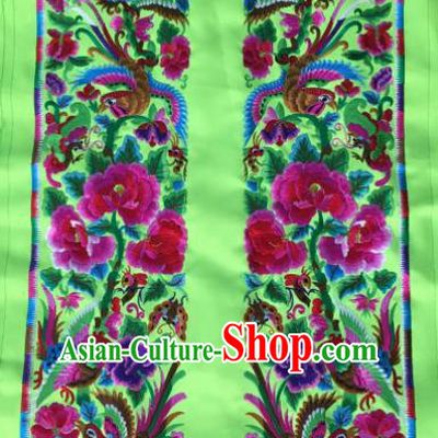 Chinese Traditional National Embroidered Phoenix Peony Green Applique Dress Patch Embroidery Cloth Accessories
