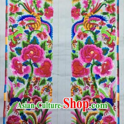 Chinese Traditional National Embroidered Phoenix Peony White Applique Dress Patch Embroidery Cloth Accessories
