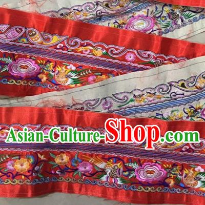 Chinese Traditional National Embroidered Peony Birds Red Applique Dress Patch Embroidery Cloth Accessories
