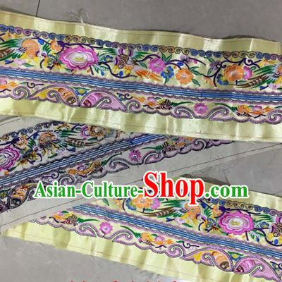 Chinese Traditional National Embroidered Peony Birds Yellow Applique Dress Patch Embroidery Cloth Accessories