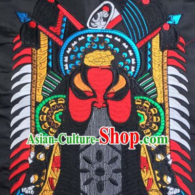 Chinese Traditional National Embroidered Beijing Opera Zhang Fei Facial Masks Applique Dress Patch Embroidery Cloth Accessories