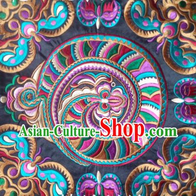 Chinese Traditional National Embroidered Dragon Butterfly Black Applique Dress Patch Embroidery Cloth Accessories