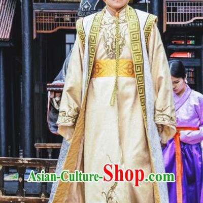 Drama Jia Feng Xu Huang Chinese Ancient Emperor Costumes Traditional Tang Dynasty Monarch Imperial Robe for Men