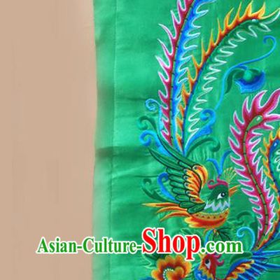 Chinese Traditional Embroidered Phoenix Peony Green Applique National Dress Patch Embroidery Cloth Accessories