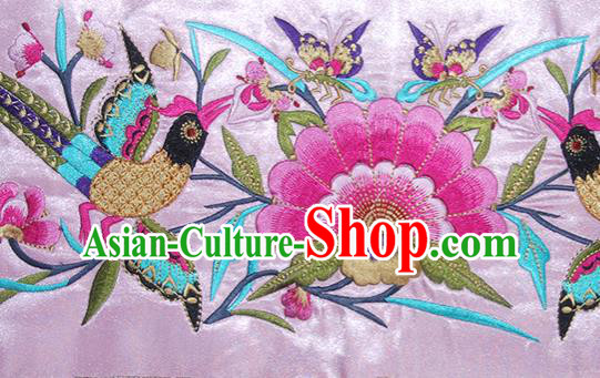 Chinese Traditional Embroidered Phoenix Peony Pink Applique National Dress Patch Embroidery Cloth Accessories Chinese Traditional Embroidered Phoenix Peony Pink Applique National Dress Patch Embroidery Cloth Accessories