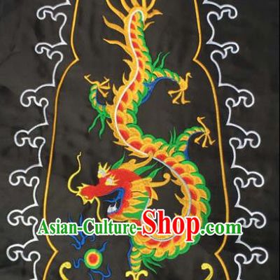 Chinese Traditional Embroidered Dragon Black Applique National Dress Patch Embroidery Cloth Accessories