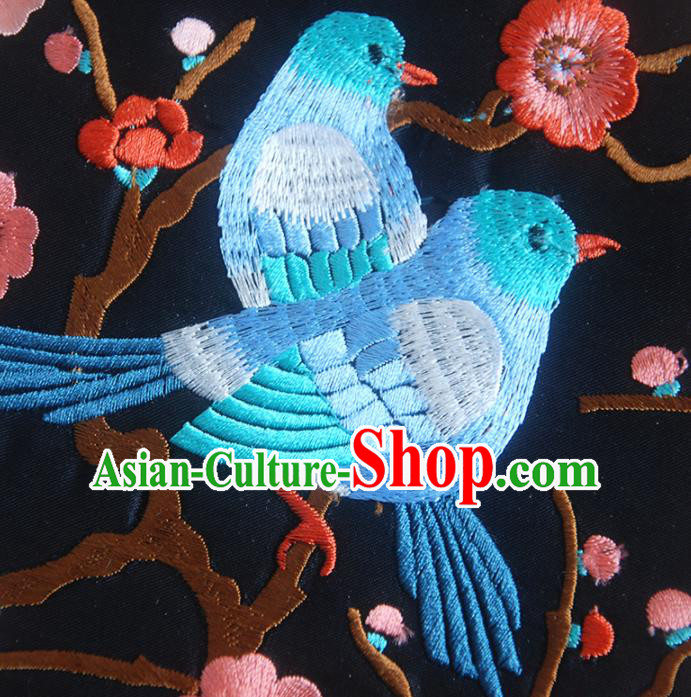 Chinese Traditional Embroidered Red Plum Birds Applique National Dress Patch Embroidery Cloth Accessories