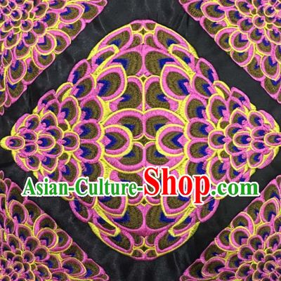 Chinese Traditional Embroidered Pink Peacock Feather Applique National Dress Patch Embroidery Cloth Accessories