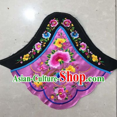 Chinese Traditional Embroidered Peony Purple Stomachers Applique National Dress Patch Embroidery Cloth Accessories