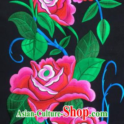 Chinese Traditional Embroidered Red Peony Applique National Dress Patch Embroidery Cloth Accessories