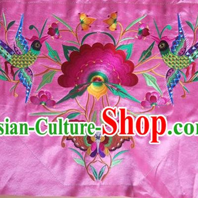 Chinese Traditional National Embroidered Phoenix Peony Pink Applique Dress Patch Embroidery Cloth Accessories