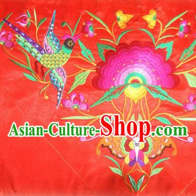 Chinese Traditional National Embroidered Phoenix Peony Red Applique Dress Patch Embroidery Cloth Accessories