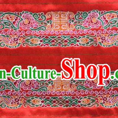 Chinese Traditional Embroidered Red Applique National Dress Patch Embroidery Cloth Accessories