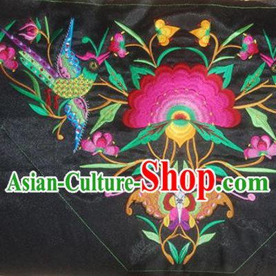 Chinese Traditional National Embroidered Phoenix Peony Black Applique Dress Patch Embroidery Cloth Accessories