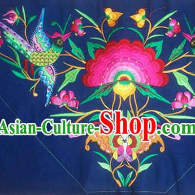 Chinese Traditional National Embroidered Phoenix Peony Navy Applique Dress Patch Embroidery Cloth Accessories