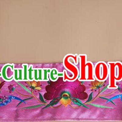 Chinese Traditional National Embroidered Phoenix Peony Pink Strap Applique Dress Patch Embroidery Cloth Accessories
