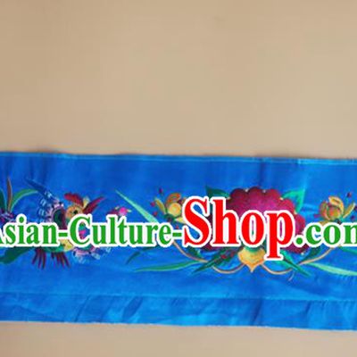Chinese Traditional National Embroidered Phoenix Peony Blue Strap Applique Dress Patch Embroidery Cloth Accessories
