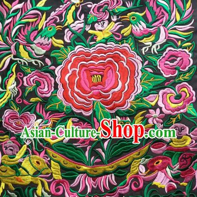Chinese Traditional Embroidered Red Peony Applique National Dress Patch Embroidery Cloth Accessories