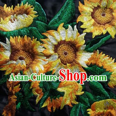 Chinese Traditional Embroidered Sunflowers Applique National Dress Patch Embroidery Cloth Accessories
