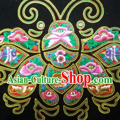 Chinese Traditional Embroidered Frog Butterfly Applique National Dress Patch Embroidery Cloth Accessories