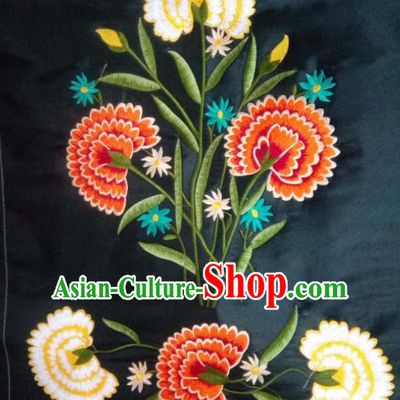 Chinese Traditional Embroidered Flower Black Applique National Dress Patch Embroidery Cloth Accessories