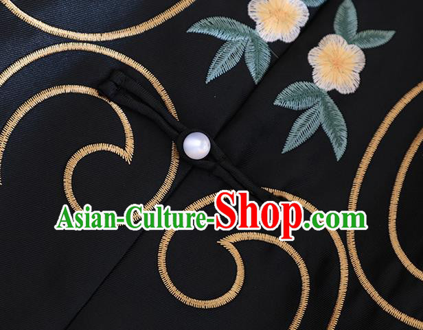 Chinese Traditional Tang Suit Embroidered Black Coat National Costume Qipao Outer Garment for Women Chinese Traditional Tang Suit Embroidered Black Coat National Costume Qipao Outer Garment for Women