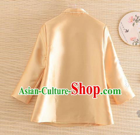 Chinese Traditional Tang Suit Embroidered Yellow Blouse National Costume Qipao Outer Garment for Women Chinese Traditional Tang Suit Embroidered Yellow Blouse National Costume Qipao Outer Garment for Women