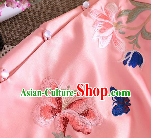 Chinese Traditional Tang Suit Embroidered Peony Pink Blouse National Costume Qipao Upper Outer Garment for Women Chinese Traditional Tang Suit Embroidered Peony Pink Blouse National Costume Qipao Upper Outer Garment for Women