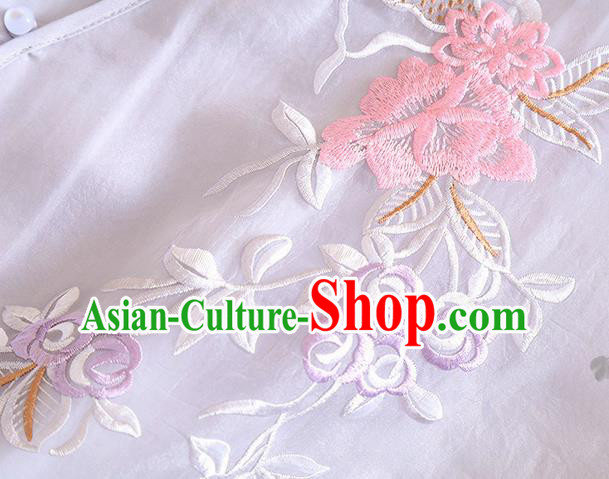 Chinese Traditional Tang Suit Embroidered Lilac Blouse National Costume Qipao Upper Outer Garment for Women Chinese Traditional Tang Suit Embroidered Lilac Blouse National Costume Qipao Upper Outer Garment for Women