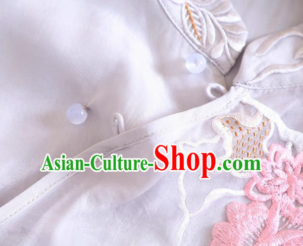 Chinese Traditional Tang Suit Embroidered Lilac Blouse National Costume Qipao Upper Outer Garment for Women Chinese Traditional Tang Suit Embroidered Lilac Blouse National Costume Qipao Upper Outer Garment for Women