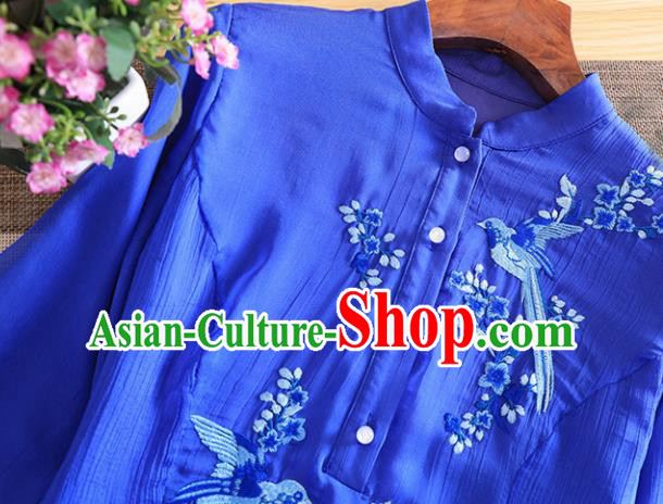 Chinese Traditional Tang Suit Embroidered Royalblue Cheongsam National Costume Qipao Dress for Women Chinese Traditional Tang Suit Embroidered Royalblue Cheongsam National Costume Qipao Dress for Women