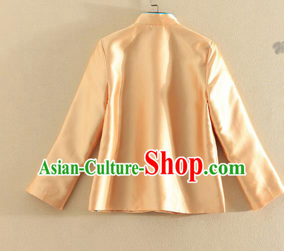 Chinese Traditional Tang Suit Embroidered Dragon Golden Jacket National Costume Qipao Upper Outer Garment for Women Chinese Traditional Tang Suit Embroidered Dragon Golden Jacket National Costume Qipao Upper Outer Garment for Women