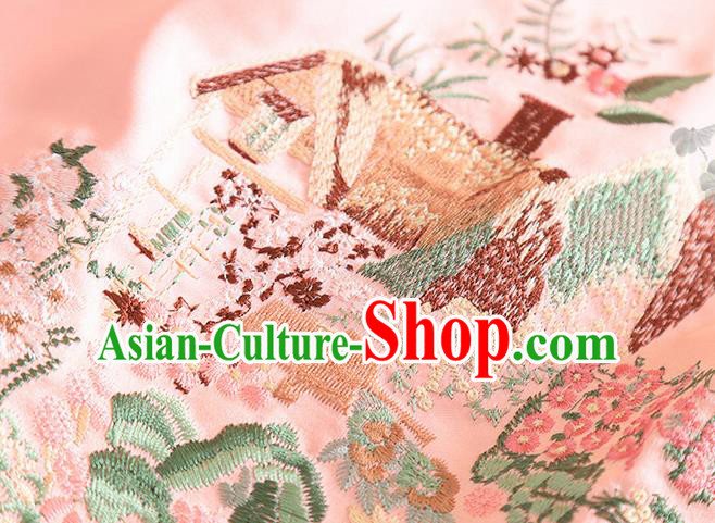Chinese Traditional Tang Suit Embroidered Pink Shirt National Costume Qipao Upper Outer Garment for Women Chinese Traditional Tang Suit Embroidered Pink Shirt National Costume Qipao Upper Outer Garment for Women