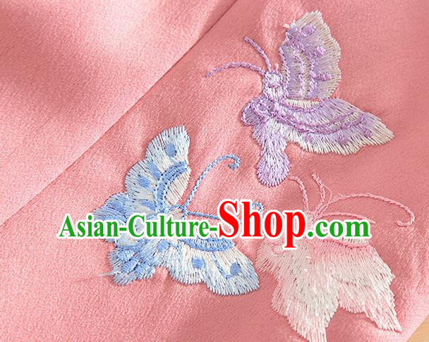 Chinese Traditional Tang Suit Embroidered Butterfly Pink Cheongsam National Costume Qipao Dress for Women Chinese Traditional Tang Suit Embroidered Butterfly Pink Cheongsam National Costume Qipao Dress for Women